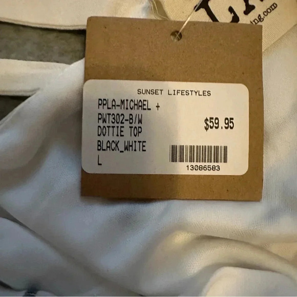 NWT PPLA Dottie Black and White Striped High-Low Top size L - Picture 10 of 10